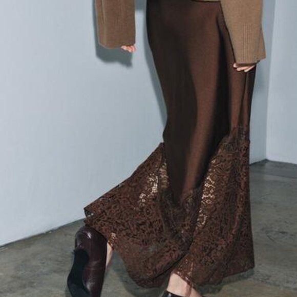 ZARA SATIN EFFECT LACE SKIRT ZW COLLECTION - Picture 5 of 10